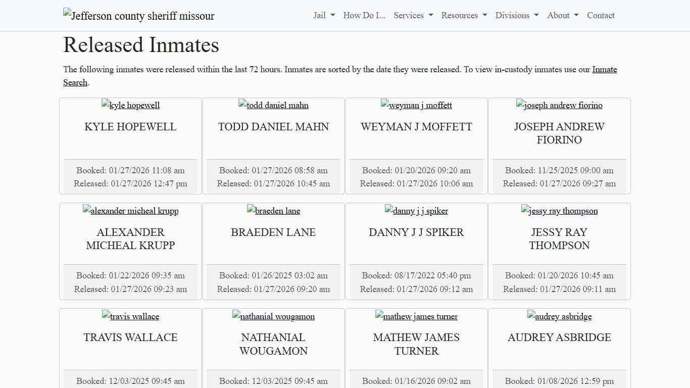 Recently Released Inmates Jefferson County Sheriff's Office